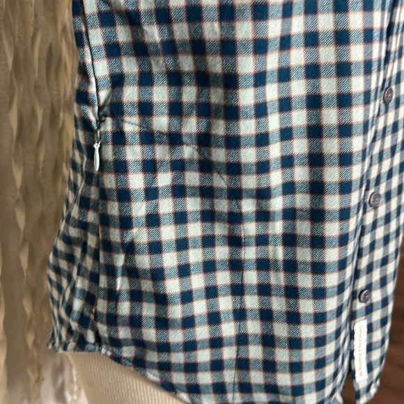 Toad & Co Teal and Aqua Plaid Long Sleeve Button Down Size  Small - Picture 14 of 15